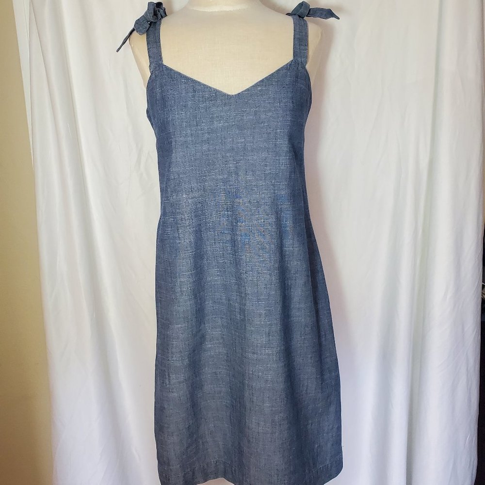 J.Crew Tie Shoulder Denim Look Dress